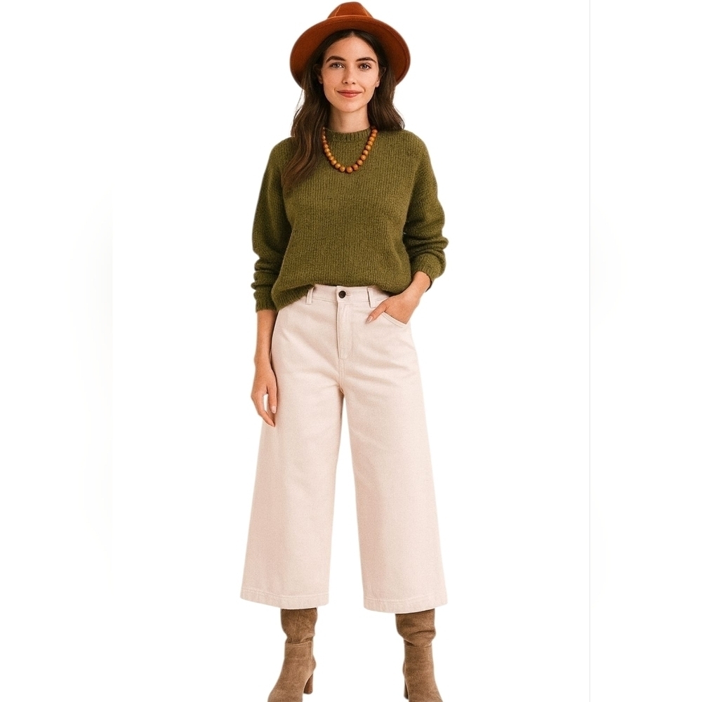 Everlane High rise wide leg cropped Pink Jeans Stretchy Vacation Girly Casual